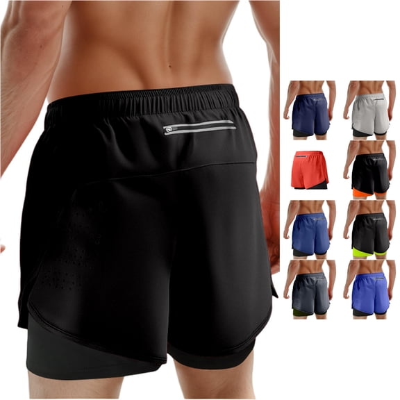 SONXAHE Men's Quick Dry Running Shorts Reflective Back Zipper Pocket Athletic Workout Shorts