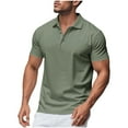 thumbnail image 3 of DDAPJ pyju Mens Mesh Polos Shirt Moisture Wicking Short Sleeve Performance Golf Shirt Basic Solid 3 Buttons Collared T-Shirts Liquidación Rebajas Hoy Army Green S, 3 of 9