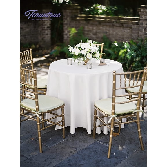 10 Packs Premium Round Tablecloth 90 Inch White Polyester Table Cloth