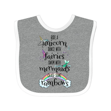 

Inktastic Ride a Unicorn Dance with Fairies Swim with Mermaids Gift Baby Boy or Baby Girl Bib
