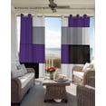 thumbnail image 4 of Purple Grey Blackout Curtains 63 Inches Long for Bedroom, Modern Purple Geometric Thermal Insulated Room Darkening Black Out Window Curtain Panels Grommet Drapes for Living Room, 4 of 8