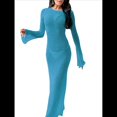thumbnail image 1 of Vestido de Crochet para Mujer, de Larga, de y Espalda Abierta, Tejido de Punto Azul y Verde L, 1 of 7