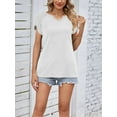 thumbnail image 6 of Deago Women's Summer Tops Casual V Neck T Shirts Pleated Short Sleeve Shirts Loose Fit Flowy (White, S), 6 of 7