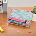 thumbnail image 7 of Plastic Pencil Box Large Capacity Pencil Boxes Clear Boxes with Snap-Tight Lid Stylish Office Supplies Storage Organizer Box Tie-dye Dandelions Pattern, 7 of 7