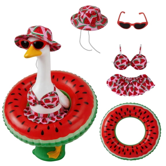 Hawaiian Porch Goose Outfit 5-Piece Set with Sunglasses and Swim Ring for 23 Inch Geese Statue