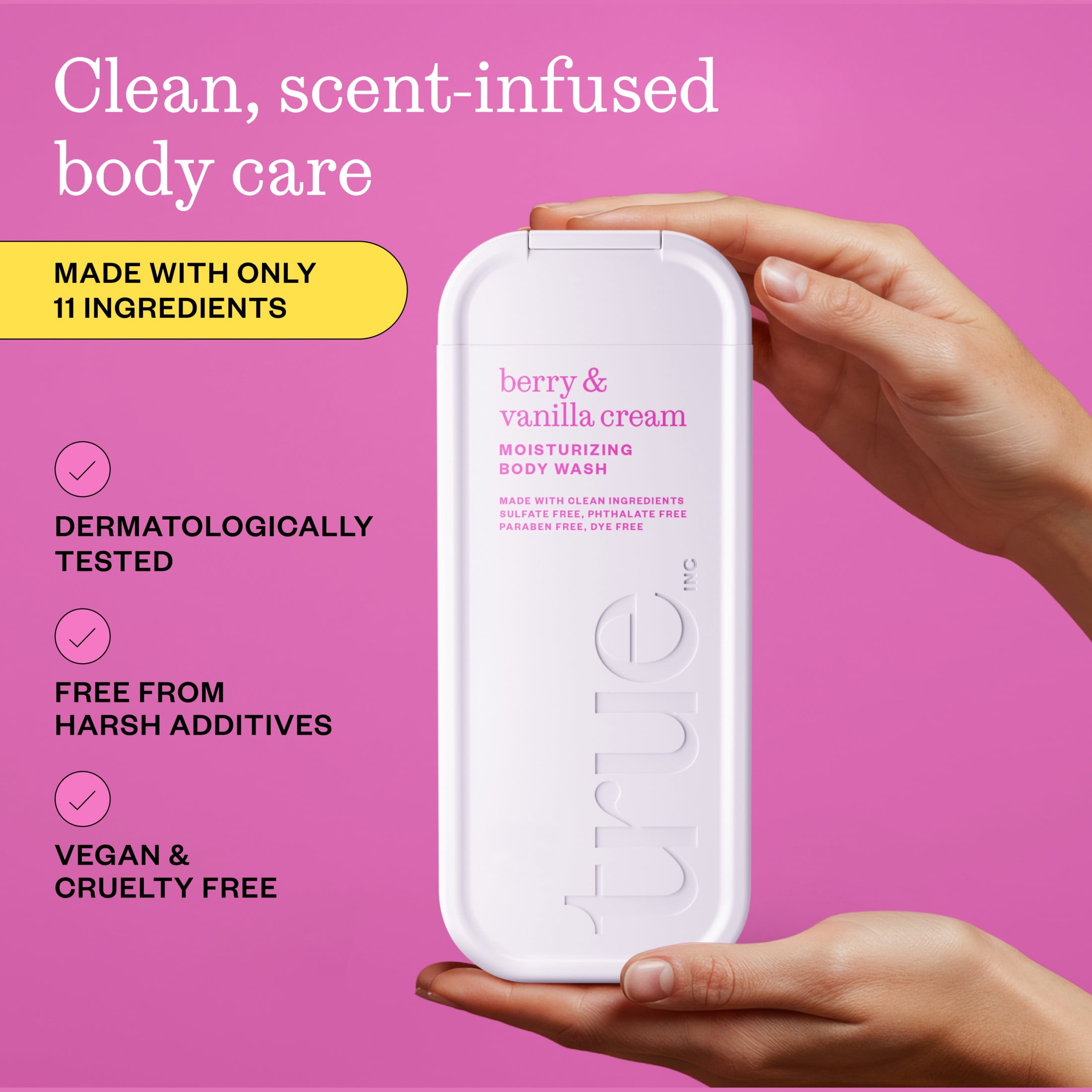 True Berry & Vanilla Cream Body Wash, Sulfate-Free, Moisturizing and Hydrating Formula for Women & Men, 18 fl oz