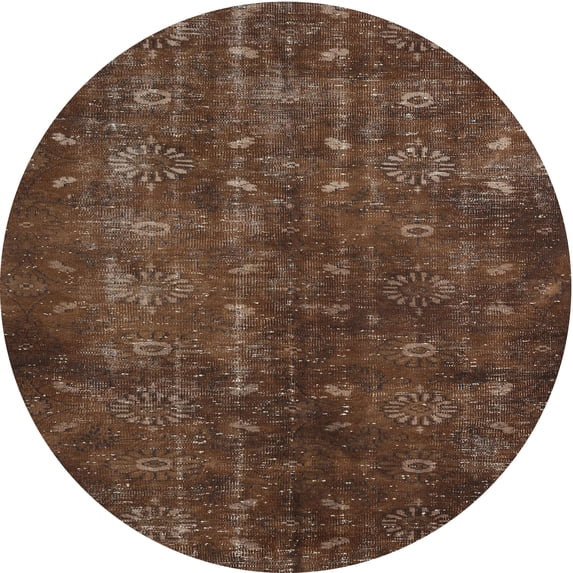 Ahgly Company Machine Washable Indoor Round Traditional Sienna Brown Area Rugs, 3' Round