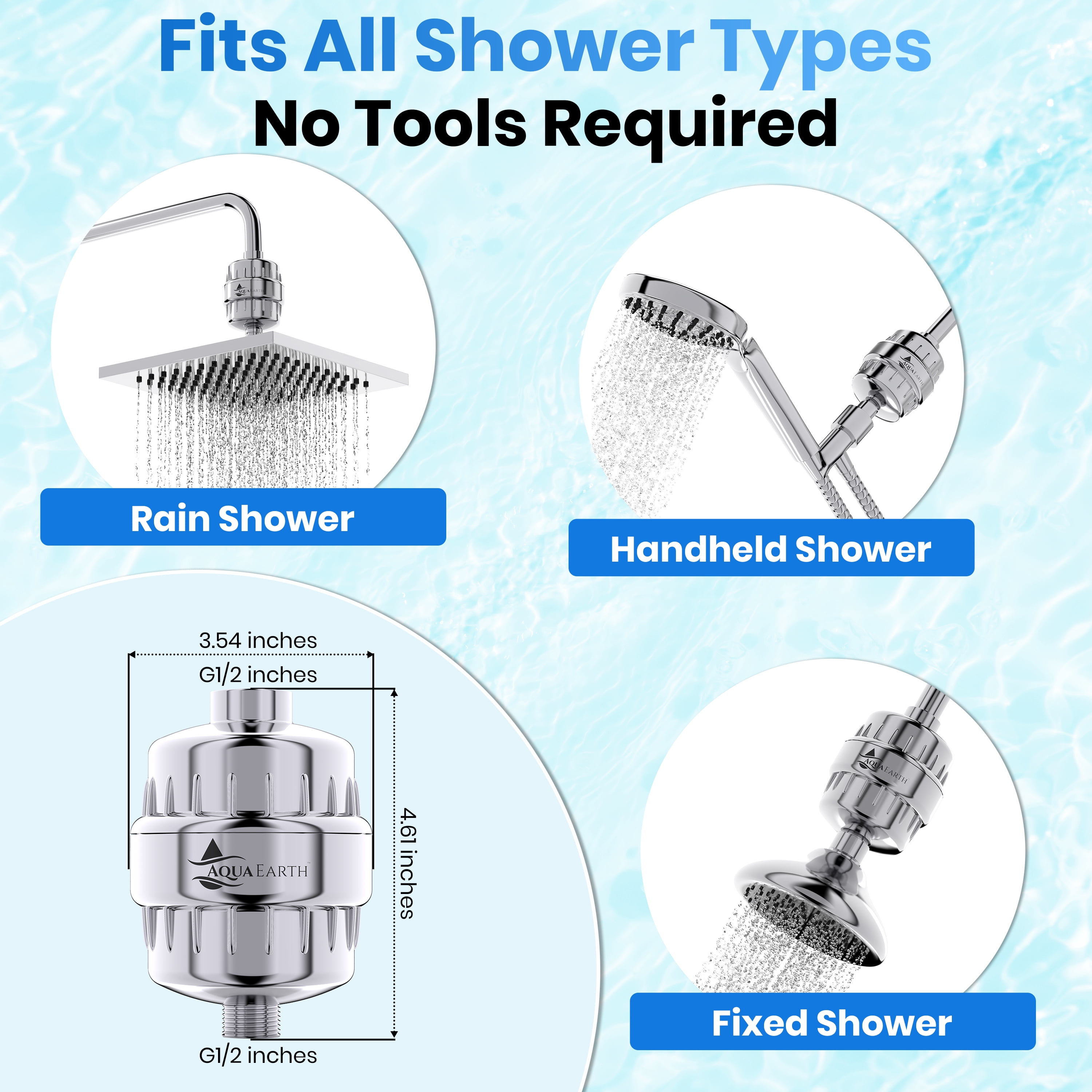 Aqua Earth Shower Filter For Hard Water Removes Chlorine Fluoride Harmful Substances Organics Other Sediments Shower Head Filter High Output Vitamin C