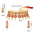 thumbnail image 4 of Efulgenz Indian Jewelry Choker Kundan Crystal Floral Necklace Earrings Maang Tikka Head Chain Bollywood Wedding Bridal Set, Red, Perfect Valentines Day Gifts for Her, 4 of 5