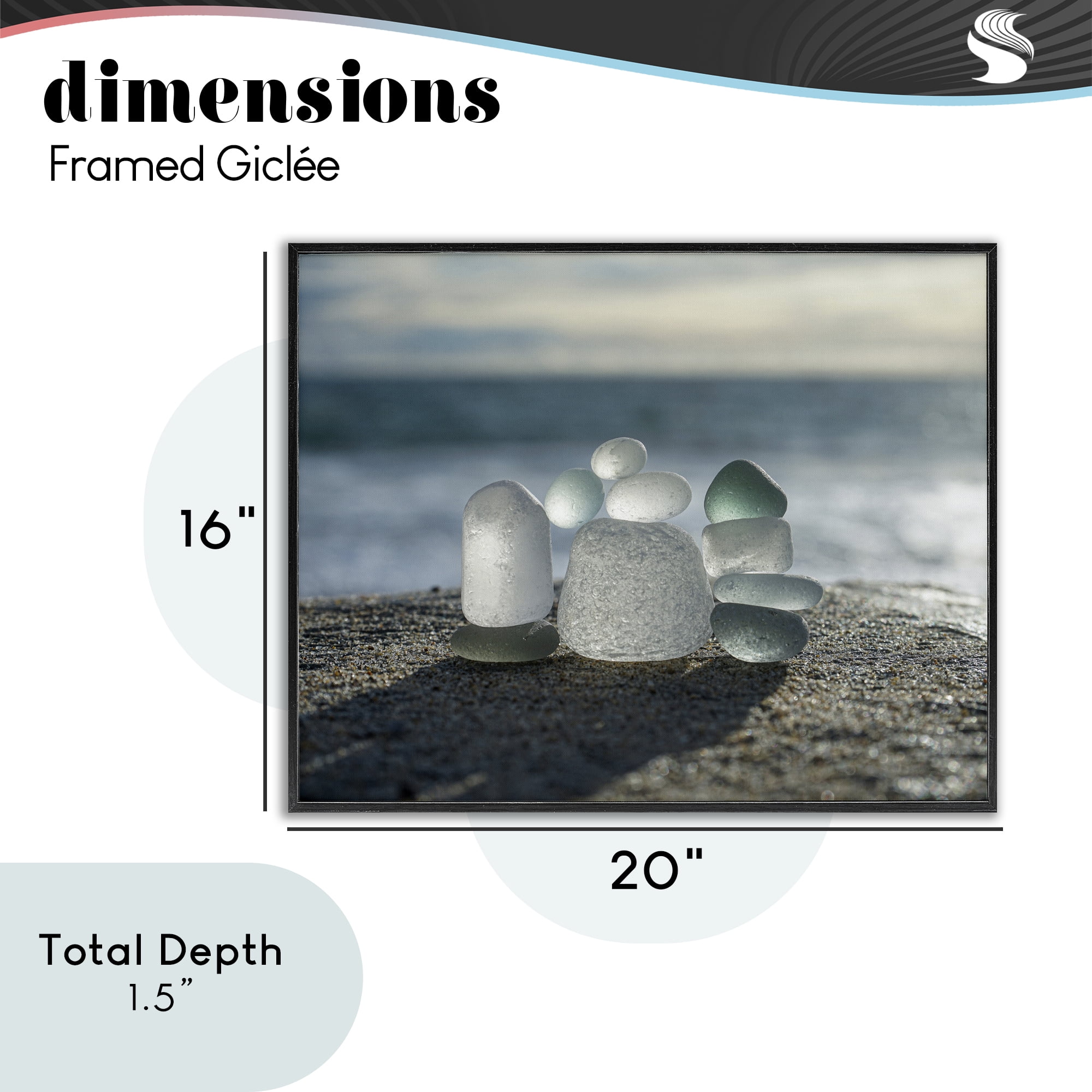 Stupell Industries Balancing Sea Glass Pebbles Black Framed Giclee Art, design by LMarie Allen