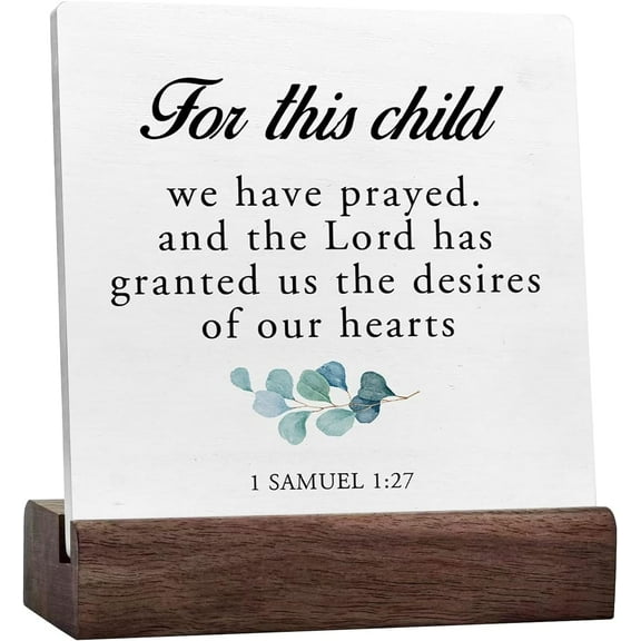Bible Verse 1 Samuel 1:27 For This Child I Have Prayed Inspirational Ceramic Desk Sign Decor Desk Sign,Christian Ceramic Sign For Home Nursery Shelf Table Decor Decorations