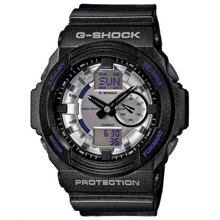 Silver Monochrome Resin - Casio GA150MF-8A Men's G-Shock Silver Metallic Ana-Digi Dial Shock Resistant Black Resin Dive Watch