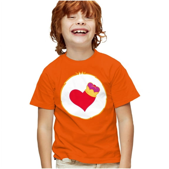 Care Bears Cousins Brave Heart Lion Belly Kids T Shirt for Youth Boys and Girls, Orange, Medium