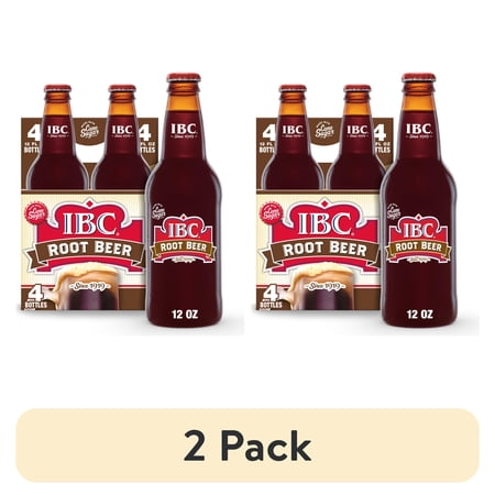 (2 pack) IBC Root Beer Made with Sugar Glass Bottles, 12 Fl Oz, 4 Count