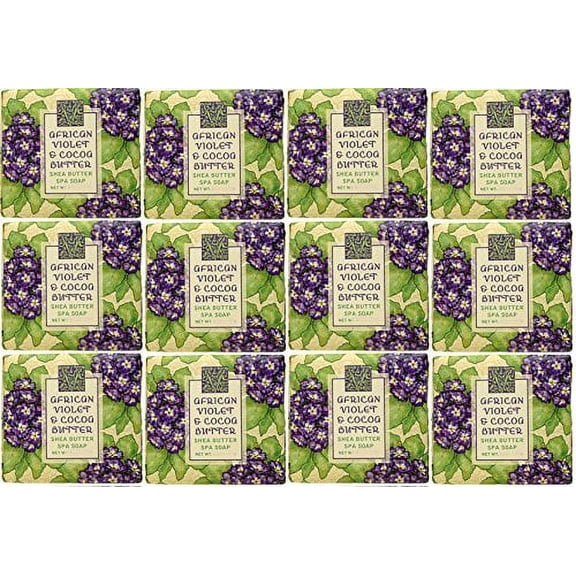 Greenwich Bay Trading Company 1.9oz Soap Bulk Packs of 12 (African Violet & Cocoa Butter)