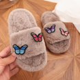 thumbnail image 4 of GPOECD Girls Slippers Kids Open Toe Cute Floral Decorated Warm Soft Non Indoor for Toddlers Multiple Colors Fuzzy Slippers Cozy Home Wear, 4 of 5