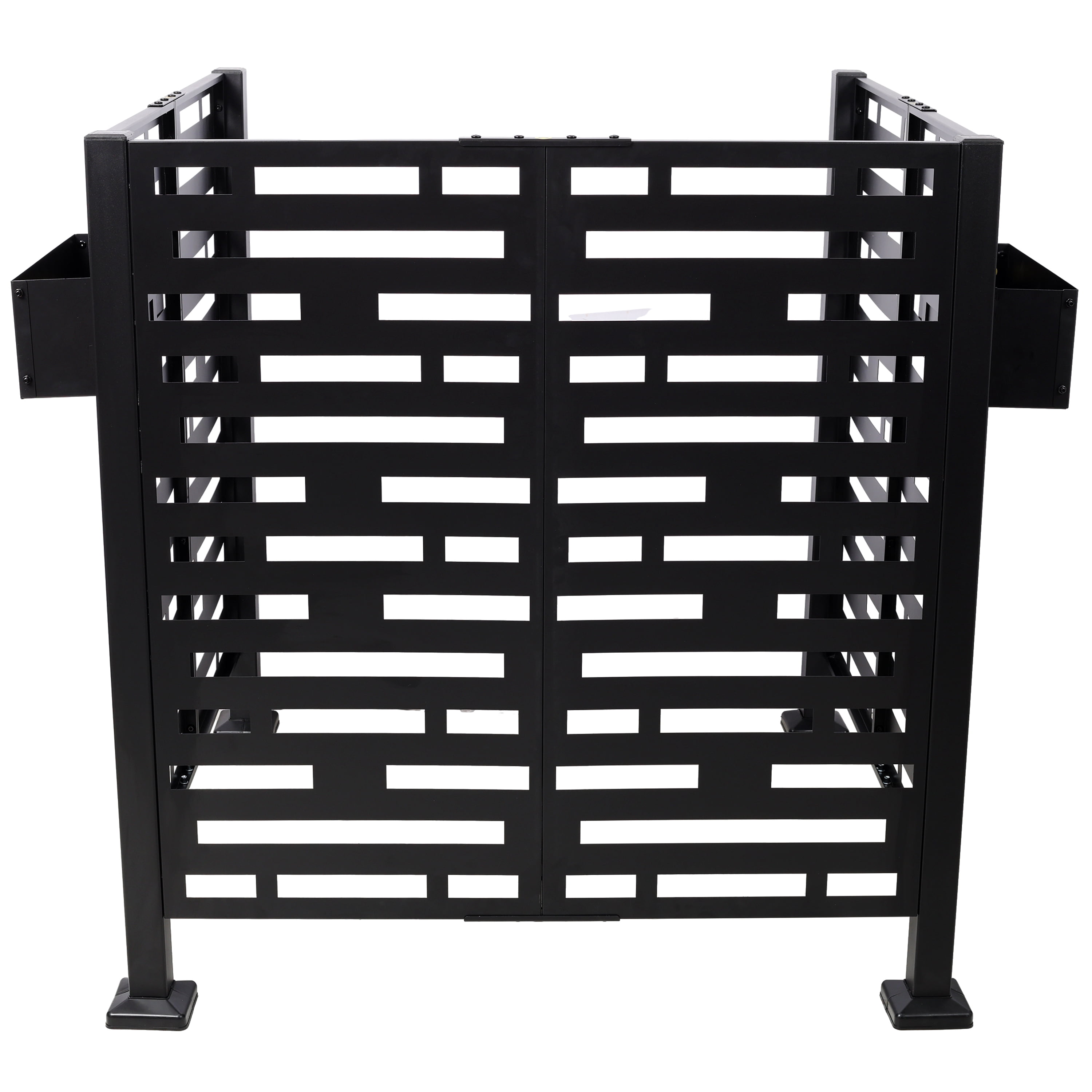 AC Unit Privacy Screen, 3.5x3.5FT Metal Partition with Planter Box for Trash Can AC Hideaway, Black