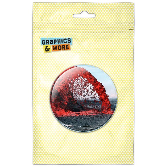 Lava Erupting Volcano Pinback Button Pin Badge