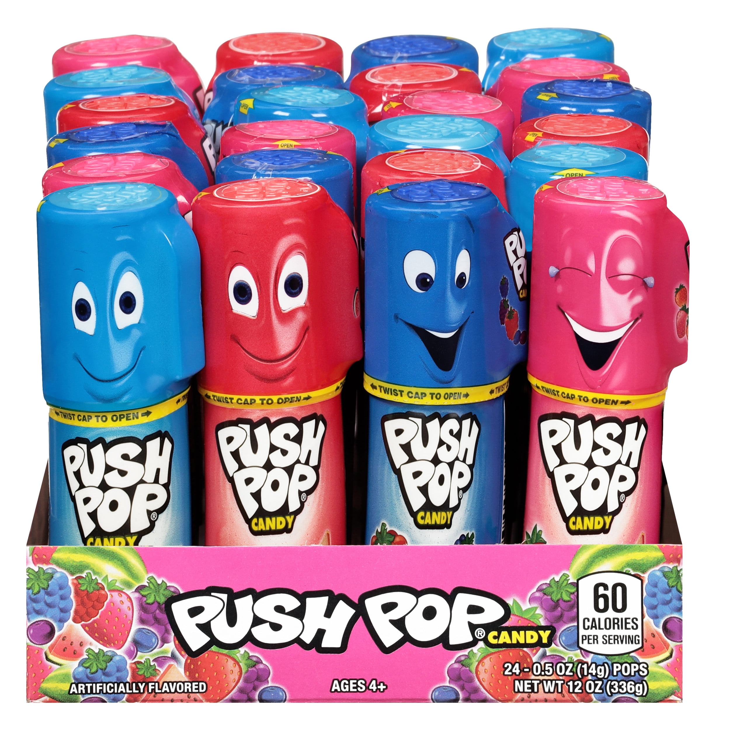 Push Pop Candy Lollipops, Individually Wrapped Variety Bulk Candy Party Pack, Assorted Flavors, 24 Count