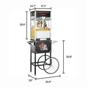 Top Star Popcorn Machine with Cart- Commercial Quality 12-Ounce Kettle Popper with Warming Deck- Makes 4.5 Gallons by Great Northern Popcorn (Black)