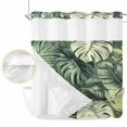 thumbnail image 2 of Palm Leaves No Hook Shower Curtain Waterproof, Bathroom Curtains with Snap in Liners and See Through Top Window, Country Summer Botanical Tropical Plants Hotel Style Bathtub Curtains Shower 72"Wx78"L, 2 of 8