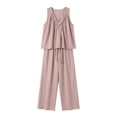 thumbnail image 6 of BRELIL Women's Two Piece Sets Summer Casual Loungewear V Neck Sleeveless Tank Top Wide Leg Loose Long Pants Matching Sets Solid Boho Beach Outfits Vacation Travel Tracksuit, Pink XL, 6 of 6