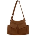 thumbnail image 6 of Spencer Canvas Messenger Bag Large Capacity Hobo Bag Crossbody Shoulder Bag Tote Bag with Multiple Pocket for Women and Men, Brown, 6 of 10