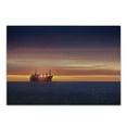 thumbnail image 1 of Nautical Cutting Board, Sunrise Horizon on the Sea with Sailing Logistic Cargo Ship Nautical Destination, Decorative Tempered Glass Cutting and Serving Board, Small Size, Blue Orange, by Ambesonne, 1 of 1