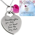 thumbnail image 3 of Granddaughter Jewelry Necklace Gifts - ''Granddaughter You Stole Our Heart'' Keepsake Sentimental Valentine Heart Pendant Necklace , Birthday Present (Magenta Purple), 3 of 3