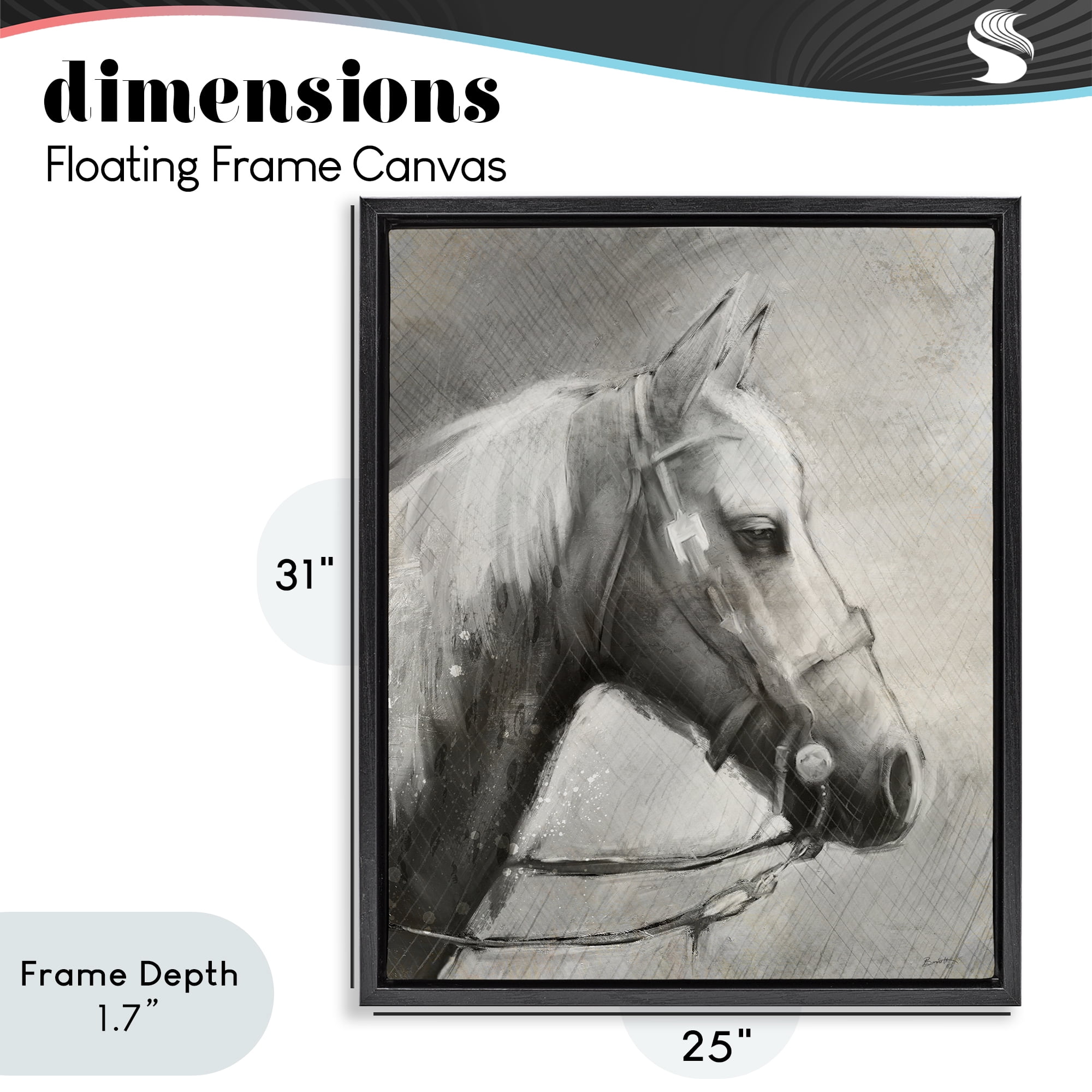 Stupell Industries Modern Ranch Horse Black Framed Floater Canvas Wall Art, design by Chad Barrett