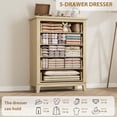 thumbnail image 5 of 5 Dresser for Bedroom, 41.3 in Tall Vertical Drawer Dresser with Large Storage, Freestanding Wooden Closet Chest for Bedroom, Living Room, Natural Oak, 5 of 7