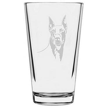 Doberman Pinscher (Dobermann) Dog Themed Etched All Purpose 16oz Libbey Pint Glass
