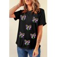 thumbnail image 4 of Women's Black Sequin Mardi Gras Bow Graphic Crewneck Tee - Stylish and Sparkly - [ZhiHiMeRi] | (US 20-22)2XL, 4 of 7