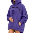 thumbnail image 4 of Awwp Hoodie with Cat Pouch Holder Sweatshirt Large Pocket Pullover Shirt Kangaroo Pocket Dog Sweatshirt Unisex Oversized Fit Pet Rest Holder,Zip Front Pet Pouch Sweatshirt Dark Purple S, 4 of 9