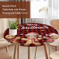 thumbnail image 4 of Gingerbread Red Plaid Round Tablecloth, Fitted Table Cover with Elastic for 45"-54" Round Tables, Christmas Winter Snowflake Table Cloth Outdoor Indoor Dinning Party Waterproof Tablecloths, 4 of 7