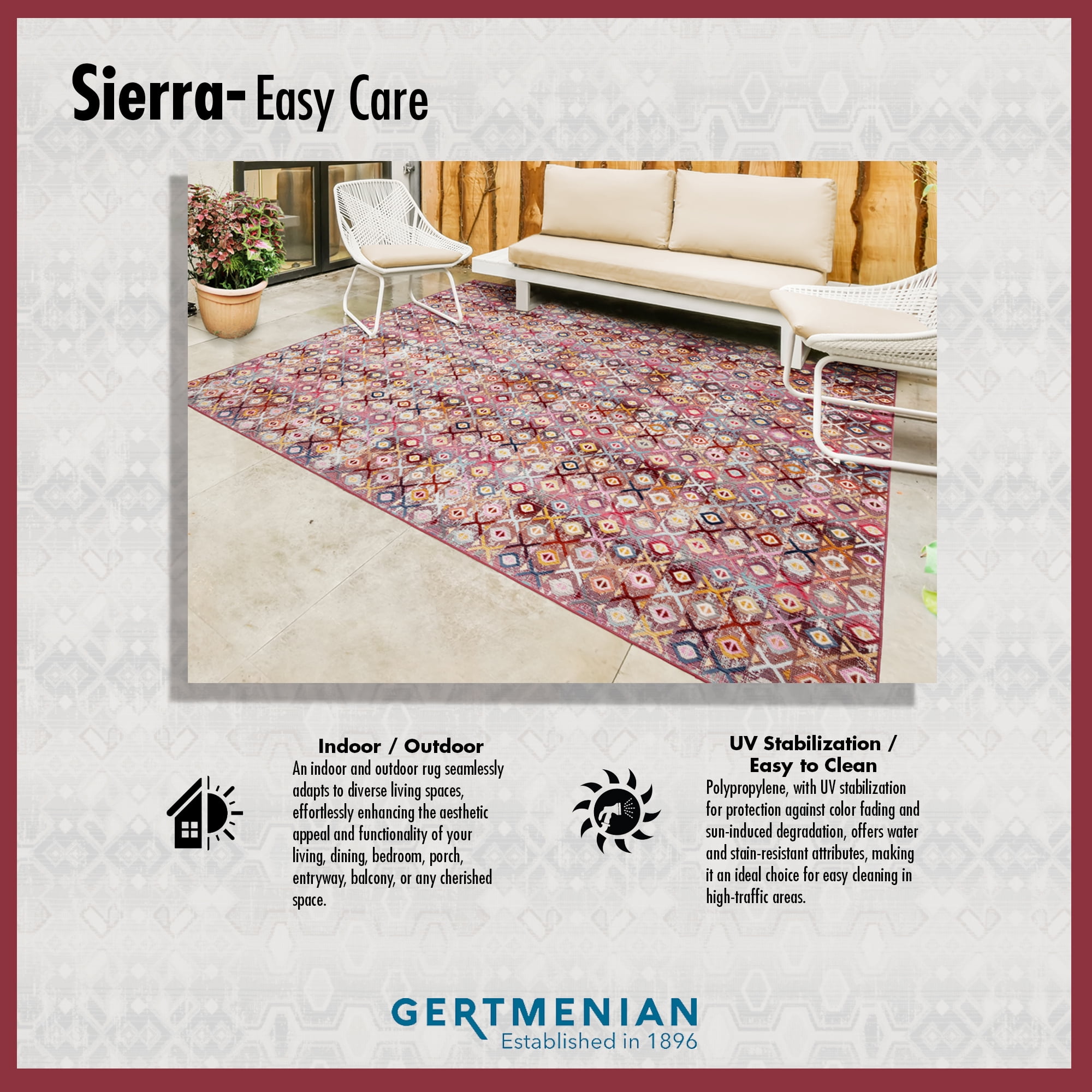 Gertmenian Sierra Kenna Modern Geometric Blue Outdoor Area Rug, 6x9