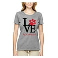 thumbnail image 2 of Love My Cat Stole My Heart Red Footprints Animal Lover Womens Graphic T-Shirt, Heather Grey, X-Large, 2 of 3