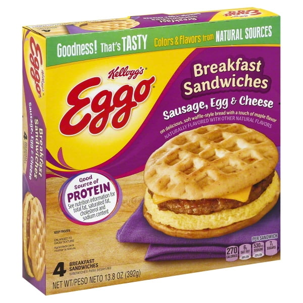Kellogg's Eggo Sausage, Egg & Cheese Breakfast Sandwiches 4 ct Box