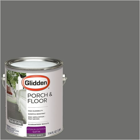 Glidden Porch & Floor Paint and Primer, Grab-N-Go, Satin Finish, Dark Grey, 1