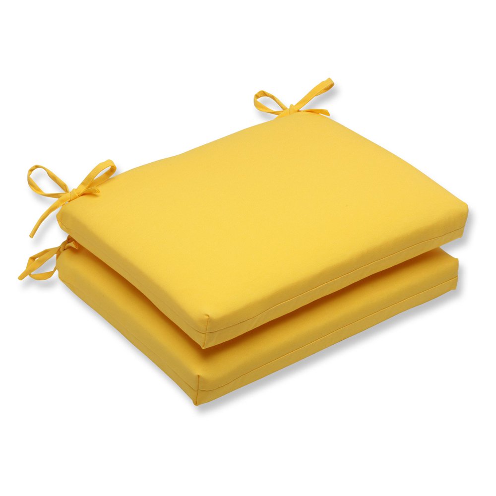 Pillow Perfect Outdoor/ Indoor Fresco Yellow Squared Corners Seat