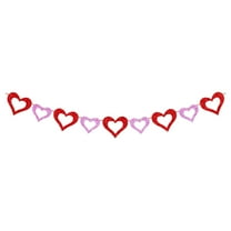 geerera Valentine's Day Decor Red Glitter Heart Garland for Home Wedding Party Anniversary