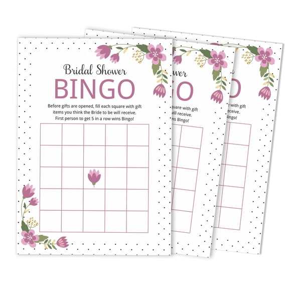 Inkdotpot Bridal Wedding Shower Bachelorette Party Bulk Blank Square Fill In Gift Ideas 50FloralBingoGameCards