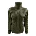 thumbnail image 5 of UTSJKR Cable Knit Sweaters for Women Long Sleeve Sweaters 2024 Fall Fashion Clothing Classic Solid Turtleneck Pullover Tops Casual Loose Fit Oversized Chunky Jumper Knitwear Army Green XL, 5 of 5