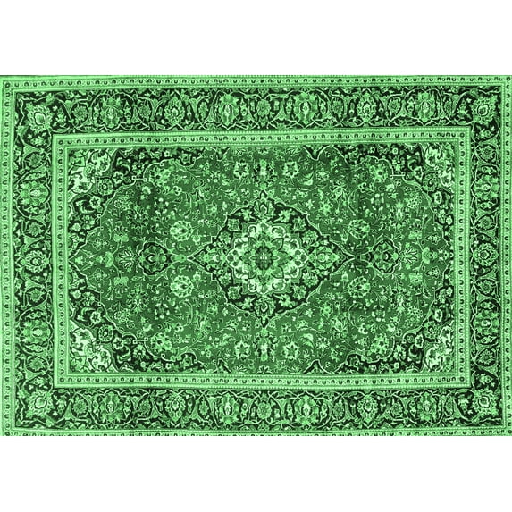 Ahgly Company Indoor Rectangle Medallion Emerald Green Traditional Area Rugs, 2' x 3'