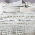 thumbnail image 3 of Chezmoi Collection 4-Piece Cotton Clip Jacquard Comforter Set Queen, Boho Chic Tufted Pompom Striped Bedding with Linen Blended Textured Pillow Cushion, Gray/White, 3 of 9