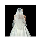 Women Lady Double Ribbon Edge Center Cascade Bridal Wedding Veil with Comb White Wedding Dress Accessories Girl Sweet Decorations