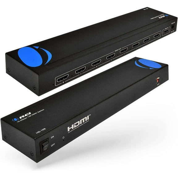OREI 1 in 8 out HDMI Splitter 4K@30Hz Resolution, HDMI 1.4, HDCP 1.4, Advanced EDID management, HDR10 And Dolby Vision Support (HD-108)