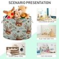thumbnail image 4 of Round Toy Storage Basket Foldable Storage Basket for Home Decor Laundry Basket20" x 14" Reindeer and Red Ribbon Bows, 4 of 6