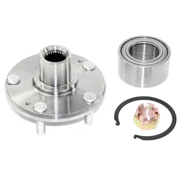 Front Wheel Hub and Bearing Repair Kit - with Retaining Ring and Axle Nut - Compatible with 2012 - 2015 Hyundai Elantra 1.8L 4-Cylinder (From 02/20/2012) 2013 2014