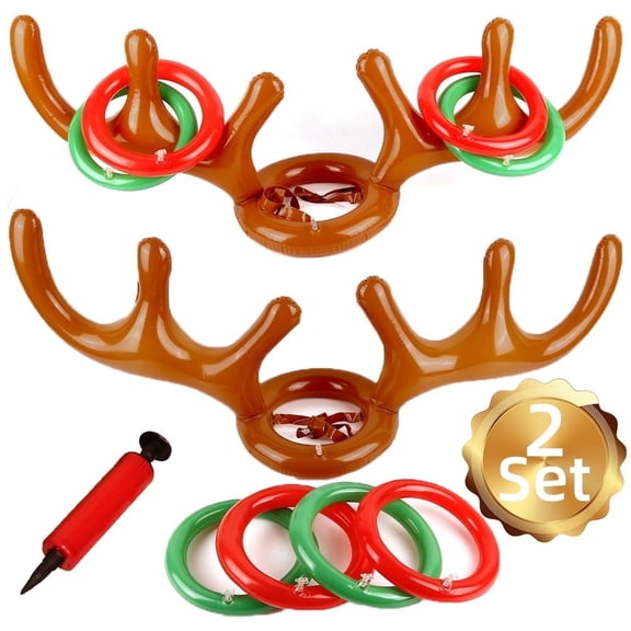 Youersen 2 Sets of Inflatable Reindeer Antler Game - Perfect Family Christmas Party Entertainment